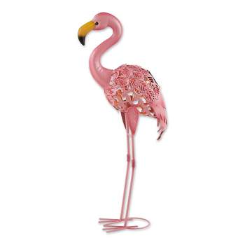 32" Iron Standing Solar Flamingo Statue Pink - Zingz & Thingz