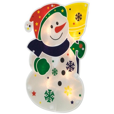 12.5" Multicolor Lighted Snowman Christmas Window Silhouette Decor