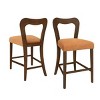 Modern Counter Height Bar Stools Set of 2, Upholstered Kitchen Island Chairs with Rubberwood Frame, Wood Bar Stool for Dining Room-Koiai - 2 of 4
