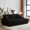 TiramisuBest 84" 3-Seater Corduroy Sofa w/ 3 Back Pillows, 2 Ottomans, Storage & Cup Grooves - Deep Plush Seating for Living Room,Black - 2 of 4