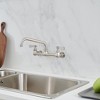 BWE Double Handles Wall Mount Modern Standard Kitchen Faucet With 8 Inch Swivel Spout 8" Center - 2 of 4