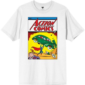 Mens Superman Action Comics #1 White Short Sleeve T-Shirt - 1 of 1