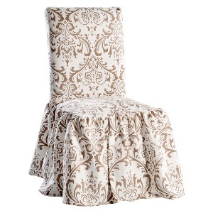 Brown/White Damask Dining Chair Slipcover