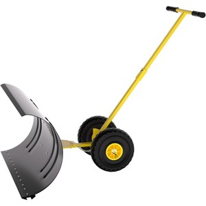 Heavy-Duty Steel Snow Plow, 5-Height Adjustable Handle & All-Terrain Wheels, Adjustable Angle Blade, on Driveways, Sidewalks, and Yards - 1 of 4