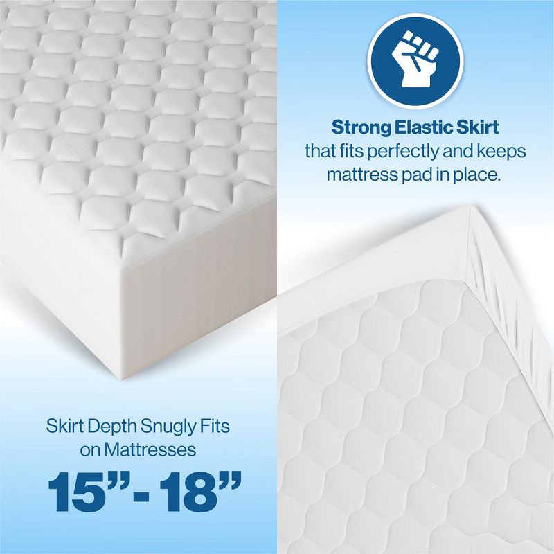Mattress Pad - Soft and Hypoallergenic  - Thick and Odorless Polyester Filling - 152 Thread Count, 5 of 9