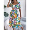 Clearlove Women's Tie Back Square Neck Wrap Ruffle Short Sleeve Waist Cinched Ruffled A-line Dress - 2 of 4