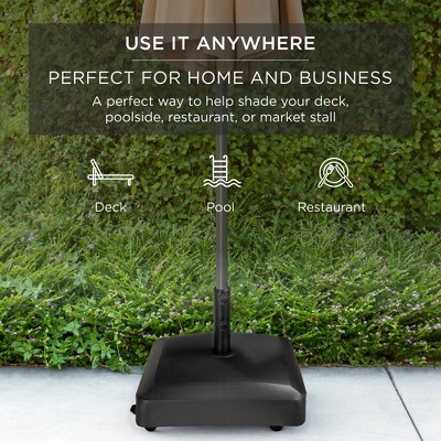 Black Heavy Duty Fillable Umbrella Base with Wheels