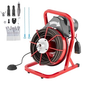 VEVOR Drain Cleaner Machine 75FT x 1/2 Inch, Sewer Snake Auger Manual Feed, 370W Electric Drain Cleaning Machine, Red - 1 of 4