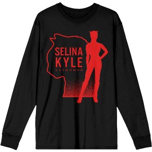 Cat Woman Silhouette Men's Black Long Sleeve Tee - 1 of 2