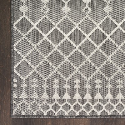 Charcoal Moroccan Trellis Flatweave 4' x 6' Outdoor Rug