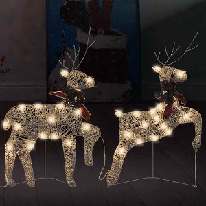 Christmas Reindeer Set of 2 Gold Mesh Medium Christmas Reindeer - 1 of 4