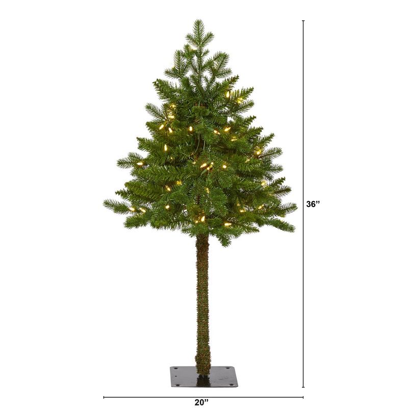 3ft Nearly Natural Pre-Lit LED Swiss Alpine Artificial Christmas Tree Clear Lights, 3 of 7