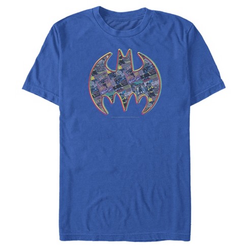 Men's Batman Shield Logo Comic Panel T-Shirt - Royal Blue - Small