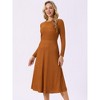 INSPIRE CHIC Women's Long Sleeve Round Neck Casual Stretchy A-Line Midi Dress - 2 of 4
