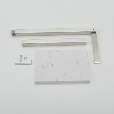 Brushed Nickel Freestanding Toilet Paper Holder with Marble Base