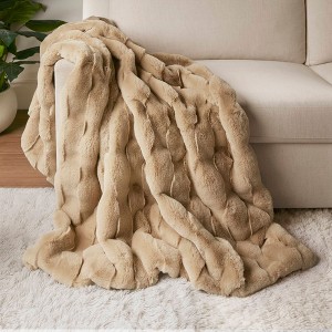 YOOCOZZ 50x60" Vivienne Faux Fur Throw Blanket - Navy - 1 of 4