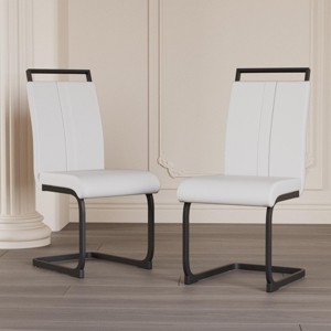 SEVOBAL Dining Chairs Set of 2 Modern PU Faux Leather High Back Chairs with Black Metal C-Shaped Legs, White, 22.44"*17.12"*38.58" - 1 of 4
