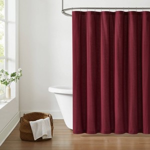 Brooklyn Loom Solid Cotton Percale Shower Curtain - 1 of 4