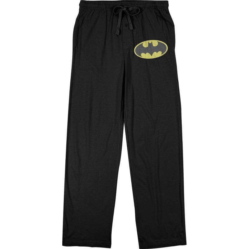 Batman Classic Logo Men's Black Sleep Pajama Pants, 1 of 2