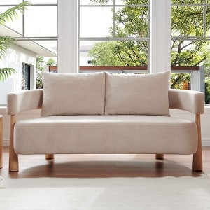 67" Chenille Loveseat Sofa with 2 Pillows ¨C Cozy Upholstered Couch for Living Room, Bedroom, or Office - 1 of 4
