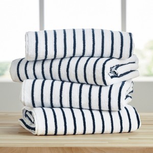 Cabana Stripe 100% Cotton Pool and Beach Towels - Pack of 2 or 4 - Oversized, Absorbent, Quick-Dry Towels - Becky Cameron - 1 of 4