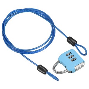 Unique Bargains Double Loop Luggage Security Steel Cable with 3-Digit Combination Lock - 1 of 4