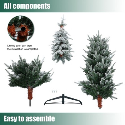 Slim 6.8ft Snow-Flocked Artificial Christmas Tree with Metal Stand