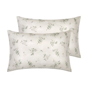 Unique Bargains Soft Cotton Floral Pattern Pillowcase with Envelope Closure for Hair and Skin Set of 2 - 1 of 4