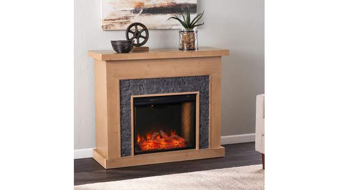 Cauls Fireplace with Faux Stone Surround Natural/Gray - Aiden Lane, 2 of 15, play video