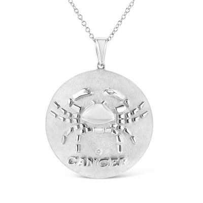 Haus of Brilliance Silver Diamond Accent Cancer Zodiac Design Pendant Necklace Medallion