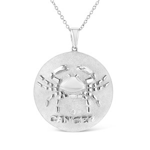 Haus of Brilliance Silver Diamond Accent Cancer Zodiac Design Pendant Necklace Medallion - 1 of 4