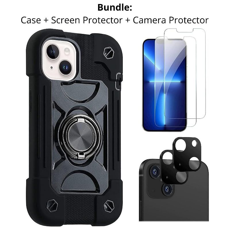 SaharaCase iPhone 14 Plus 6.7" Bundle DualShock Case with Tempered Glass Screen and Camera Protector, 2 of 10