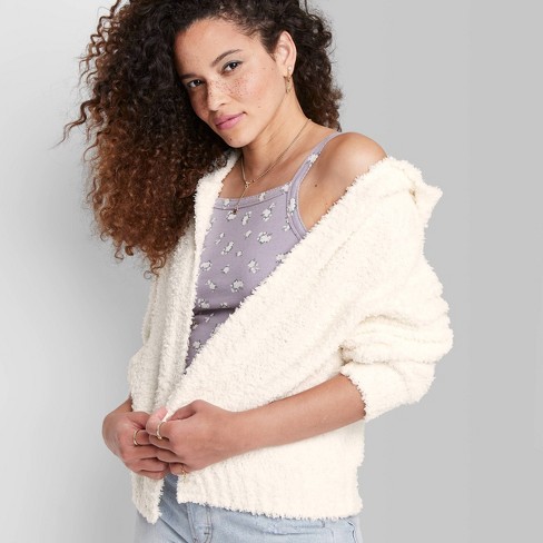 Women's Fuzzy Open Hooded Cardigan - Wild Fable™ - image 1 of 3