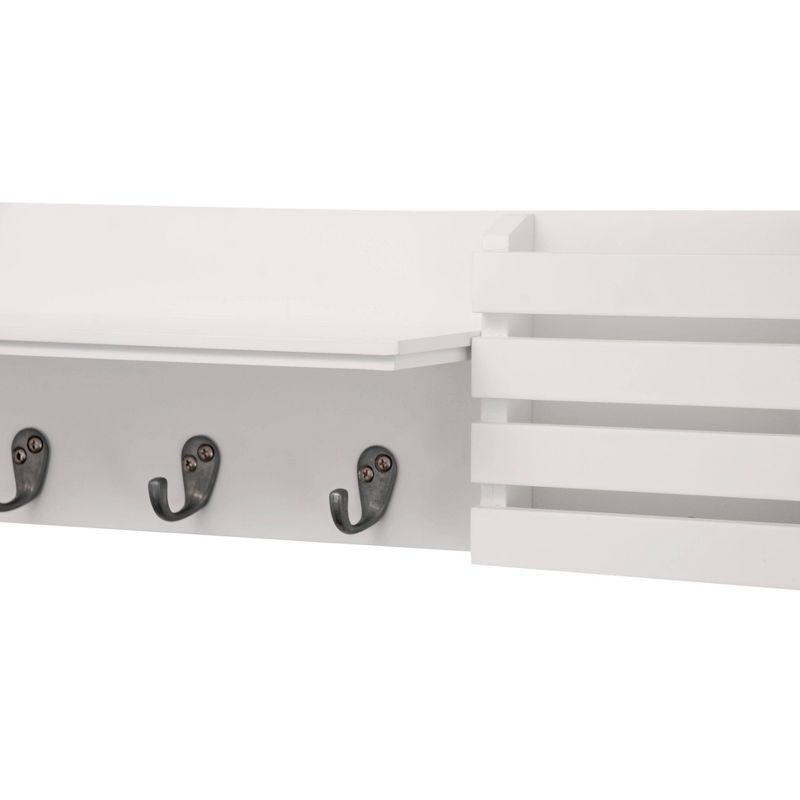 Sydney Wall Shelf with Hooks and Mail Sorter - White, 4 of 10