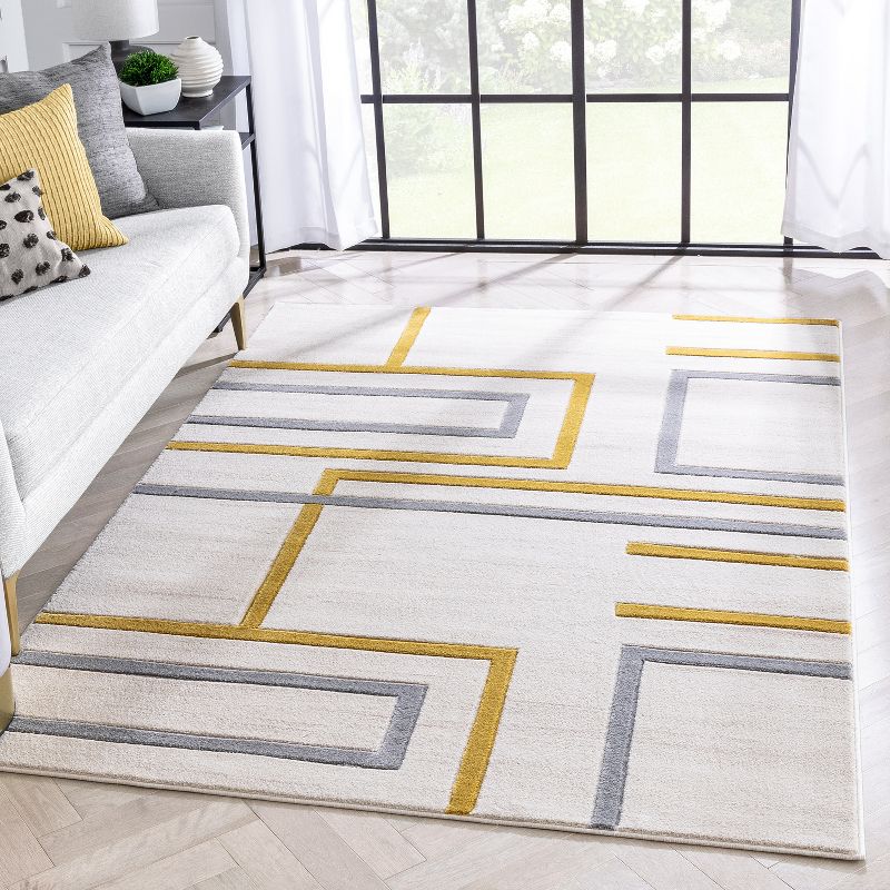 Well Woven Fiora Modern Geometric Stripes Boxes Area Rug, 2 of 9