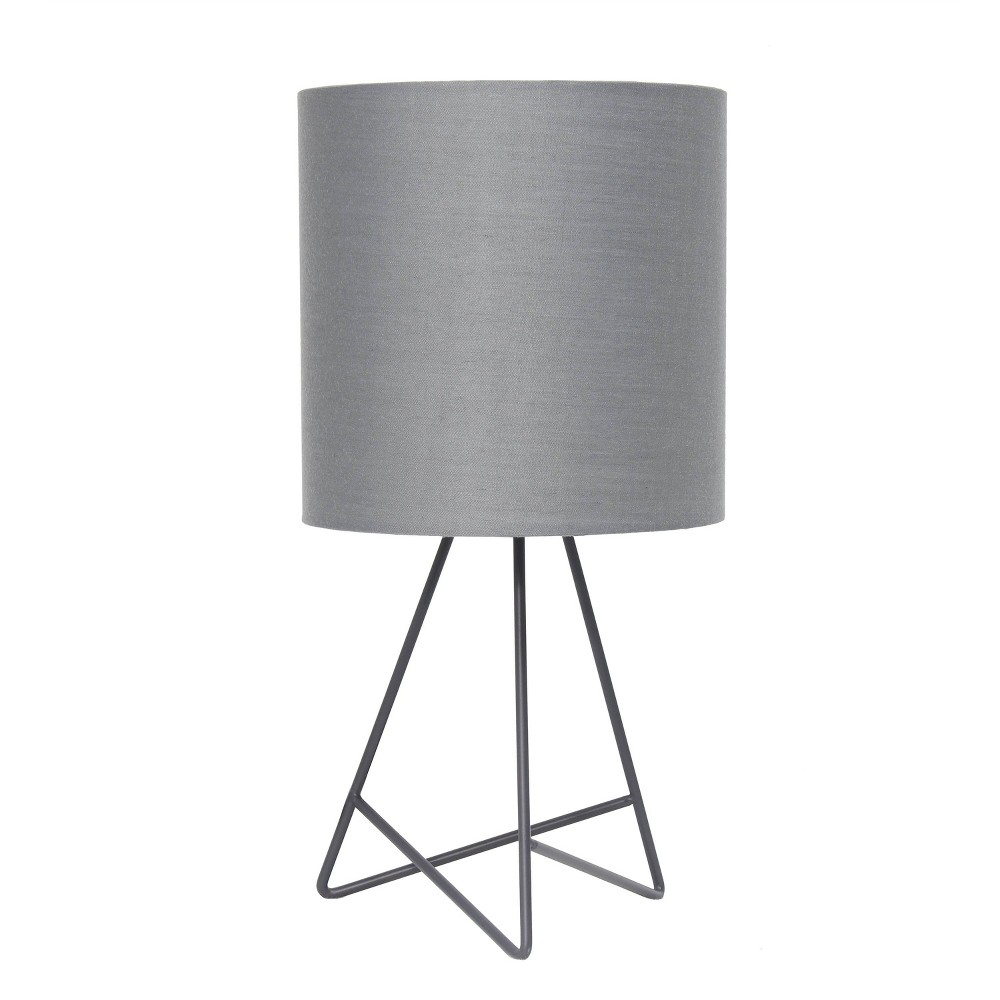 Photos - Floodlight / Garden Lamps Down To The Wire Table Lamp with Fabric Shade Gray - Simple Designs