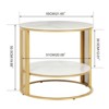 Artloge 2 Tiers Sofa Side End Table Living Room Decor Golden Frame Sintered Stone Top - 2 of 4