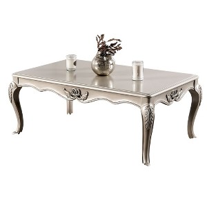 Sapphtopaz 53" Elegant Coffee Table with Curved Legs Rectangle Wood Dining Table with Carved Details Home Decor Coffee Bar for Living Room - 1 of 4