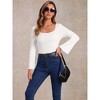 INSPIRE CHIC Women's Knit Long Sleeve Bell Sleeve Casual Square Neck Top - 4 of 4