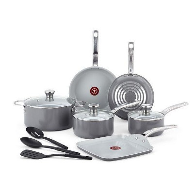 12-Piece Grey Recycled Aluminum Ceramic Non-Stick Cookware Set