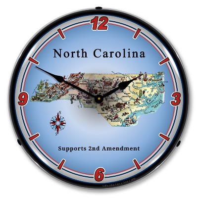 Collectable Sign & Clock | North Carolina Supports the 2nd Amendment LED Wall Clock Retro/Vintage, Lighted
