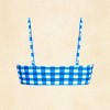 Women's Gingham Lace-Up Blue Bikini Top - Cupshe - 2 of 4