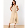 Seta T Women's Flutter Short Sleeve Tiered V Neck Elastic Waist Ruffle A-Line Maxi Dress - 3 of 4