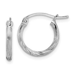 Black Bow Jewelry 2mm, Satin, Diamond Cut Sterling Silver Hoops - 15mm (9/16 Inch) - 1 of 4