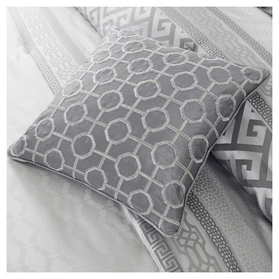 Bennett Gray Jacquard King Comforter Set with Decorative Pillows