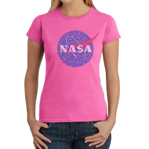 LA Pop Art Women's Word Art T-Shirt - NASA's Most Notable Missions - 1 of 4