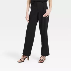 Women's Mid-Rise Relaxed Straight Leg Chino Pants - A New Day™ Black 16
