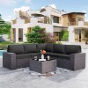 ALAULM 6 Pieces Patio Furniture Set, Rattan Wicker Outdoor Conversation Sets, Outdoor Furniture Sofa Set - 3 of 4