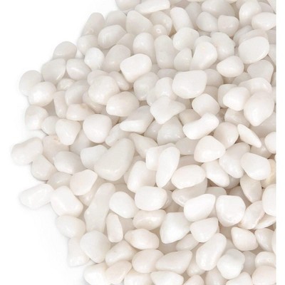 GASPRO 2.5 Pound Pebbles for Indoor Plants, 3/8" Decorative White Rocks for Vases, Planters, Succulents, Bamboo, Highly Polished and Smooth Surface