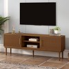 74.90" TV Stand with Vertical Striped Doors, Sideboard Cabinet with Solid Wood Legs, Sliding Door Design, and Versatile Functionality - 2 of 4